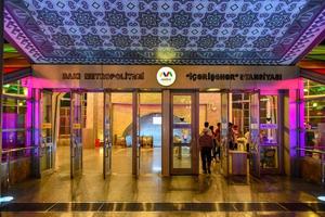 Baku, Azerbaijan - July 14, 2018 -  Entrance to the metro station Icheri Sheher of Baku, Azerbaijan. photo