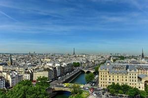 The Paris skyline from the Notre Dame de Paris, Cathedral in France. photo