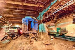 New York - December 28, 2015 -  Track 61 in Grand Central Station with a specially built train car that held FDR's specially designed armored Pierce-Arrow limousine. Preserved from 1945. photo