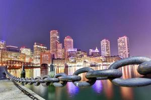 Boston skyline seen from Piers Park, Massachusetts, USA photo