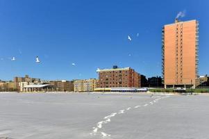 Coney Island Beach in Brooklyn, New York after a major snowstorm. photo