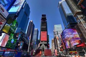 New York - Apr 19, 2020 -  A view Times Square after self-quarantine and social distancing was put in place in New York City to slow the spread of the covid-19 pandemic. photo