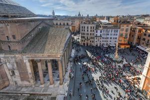 Rome, Italy - March 25, 2018 -  Aerial view of the ancient Pantheon church in Rome, Italy. photo