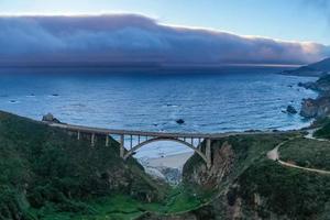 Rocky Creek Bridge, spandrel arch bridge in California, Big Sur in Monterey County, USA photo