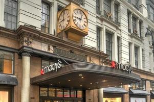 New York City - Mar 29, 2020 -  Entrance to Macy's flagship store at Herald Square in New York City. photo