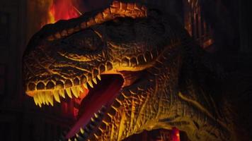 Close up of giant predator tyrannosaurus dinosaurus with sharp teeth video