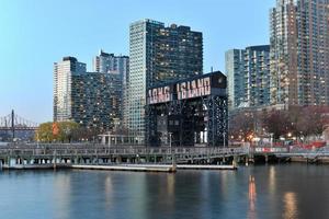 New York City - Apr 7, 2021 -  Pier of Long Island near Gantry Plaza State Park in Long Island City, Queens, New York. photo