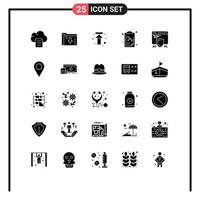 Modern Set of 25 Solid Glyphs and symbols such as web seo arrows protection molecule Editable Vector Design Elements