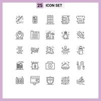 Modern Set of 25 Lines and symbols such as chef page lab ok document Editable Vector Design Elements