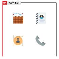 Set of 4 Commercial Flat Icons pack for estate predication boundary user path Editable Vector Design Elements