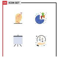 Modern Set of 4 Flat Icons Pictograph of emotional board intelligence growth presentation Editable Vector Design Elements