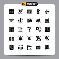 User Interface Pack of 25 Basic Solid Glyphs of cannon position system top small Editable Vector Design Elements