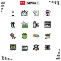 conjunto de 16 iconos de interfaz de usuario modernos signos de símbolos para boceto de audio y video geometría móvil elementos de diseño de vectores creativos editables