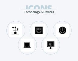diseño de iconos del paquete de iconos de glifo de dispositivos 5. poder. electrónica. artilugio. dispositivos. puerto vector