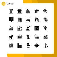 User Interface Pack of 25 Basic Solid Glyphs of search cups briefcase cooking baking Editable Vector Design Elements