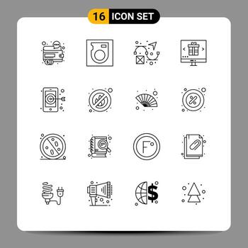 16 Universal Outlines Set for Web and Mobile Applications target shopping creative online gift Editable Vector Design Elements