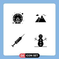 Universal Icon Symbols Group of 4 Modern Solid Glyphs of employee injection goal scenery needle Editable Vector Design Elements