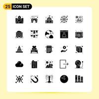 User Interface Pack of 25 Basic Solid Glyphs of transport pollution school seo investment Editable Vector Design Elements