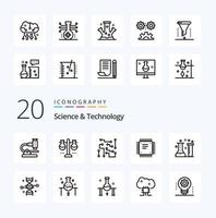 20 Science And Technology Line icon Pack like cpu chip test flask science electronics vector