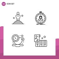 4 Thematic Vector Filledline Flat Colors and Editable Symbols of cinema break oscar stopwatch rest Editable Vector Design Elements