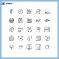 Group of 25 Modern Lines Set for tools construction place navigation map Editable Vector Design Elements