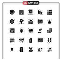 Universal Icon Symbols Group of 25 Modern Solid Glyphs of download apple board library books Editable Vector Design Elements