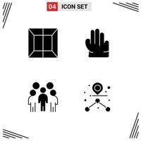 Solid Glyph Pack of 4 Universal Symbols of printer person grab leader path Editable Vector Design Elements