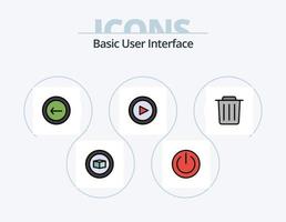 Basic Line Filled Icon Pack 5 Icon Design. basic. mobile. trash. interface. application vector