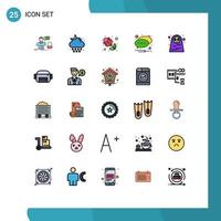 Universal Icon Symbols Group of 25 Modern Filled line Flat Colors of text notification weather chat rose Editable Vector Design Elements