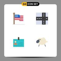 conjunto moderno de 4 iconos planos pictograma de elementos de diseño de vector editable de teléfono de negocios de oficina americana usa