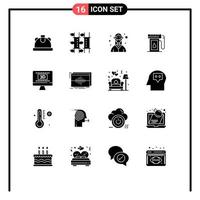 16 User Interface Solid Glyph Pack of modern Signs and Symbols of cinema oil doctor industry nurse Editable Vector Design Elements