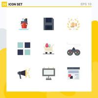 Set of 9 Modern UI Icons Symbols Signs for cart layout products grid hand Editable Vector Design Elements
