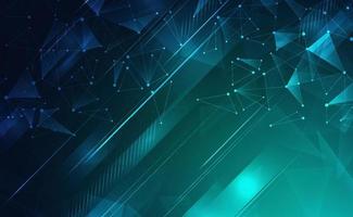 Digital technology banner blue green background concept, cyber polygonal technology, abstract tech, innovation future data, internet network, Ai big data, lines dots connection, illustration vector