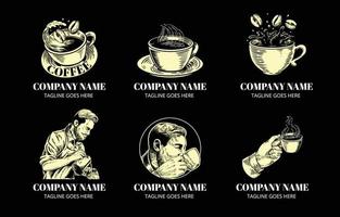 conjunto de logotipo de cafetería vector