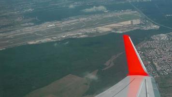 View of the Frankfurt airport from the airplane video