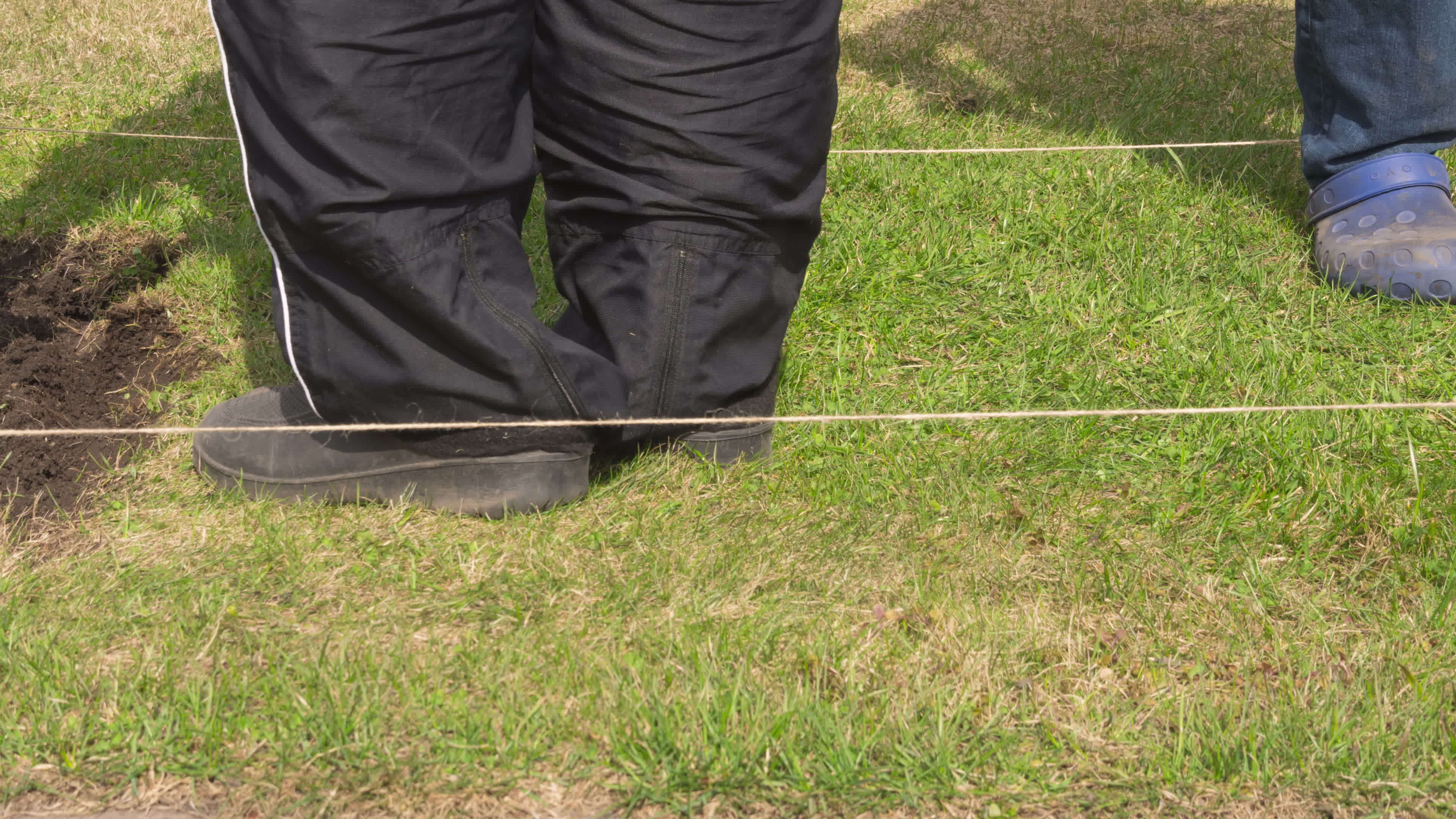 Man preparing soil for spring planting vegetables. Time Lapse. Young