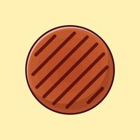 ilustración de icono de vector de dibujos animados de carne de hamburguesa recién asada