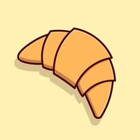 Puff pastry croissant bun icon. pastries for breakfast or a snack cartoon vector flat illustration