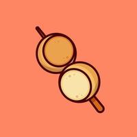 ilustración de icono de vector de dibujos animados de postre de dango japonés flotante