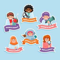 Girls and Women in Science Stickers Set vector