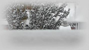 wit sneeuw winter, oud huis schoorsteen video