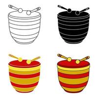 Chinese Drum in flat style isolated vector