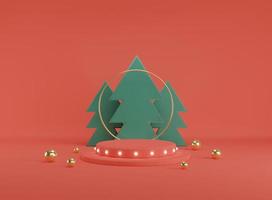 3D minimal scene with podium. Christmas background with podium for product display. 3D rendering. photo