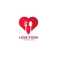 ilustración de icono de vector de logotipo de comida de amor