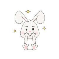 Cute rabbit character isolated on white. Bunny vector illustration.