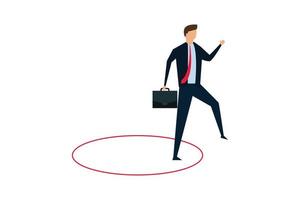 Step out of comfort zone,  brave businessman step out of comfort circle for new success vector