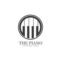 Ilustración de icono de vector de plantilla de logotipo de piano