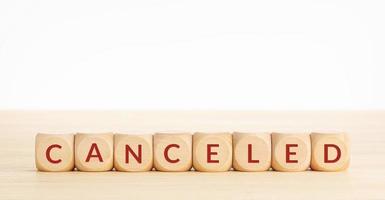 Canceled word on wooden blocks shape photo