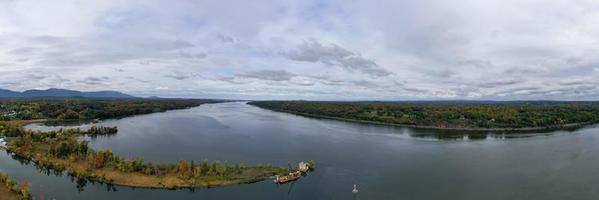 Aerial view of Saugerties, New York and the Saugerties Lighthouse. photo