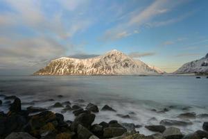 Skagsanden Beach in the Lofoten Islands, Norway in the winter. photo